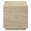 Lory Side End Table, 19 Inch Square Travertine Top, Natural Wood Beige