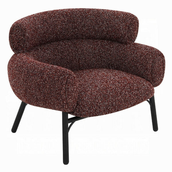 15022026699245e2045f7.jpeg Meru Sofa Chair, Curved Back Maroon Red Tweed Fabric, Black Metal Legs