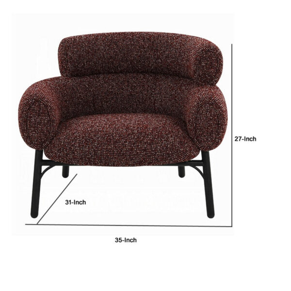 15022026699245e949640.jpeg Meru Sofa Chair, Curved Back Maroon Red Tweed Fabric, Black Metal Legs