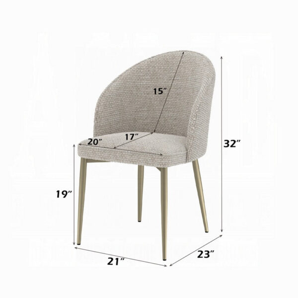 Geru Dining Side Chair Set of 2, Plush Padded Curved Back, Light Gray
