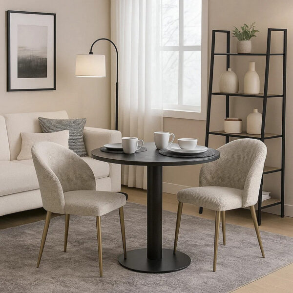 Geru Dining Side Chair Set of 2, Plush Padded Curved Back, Light Gray