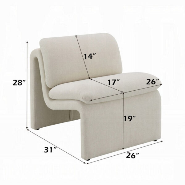 Kami Accent Chair, Curved Open Base, Armless Modern Ivory Boucle