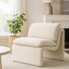 Kami Accent Chair, Curved Open Base, Armless Modern Ivory Boucle