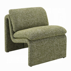 Kami Accent Chair, Curved Open Base, Armless Modern Green Boucle