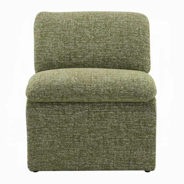 Kami Accent Chair, Curved Open Base, Armless Modern Green Boucle