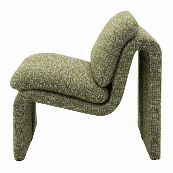 Kami Accent Chair, Curved Open Base, Armless Modern Green Boucle