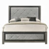 Joho Queen Bed with Gray Diamond Button Tufted Upholstery, Modern Gray