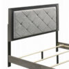 Joho Queen Bed with Gray Diamond Button Tufted Upholstery, Modern Gray