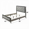 Joho Queen Bed with Gray Diamond Button Tufted Upholstery, Modern Gray