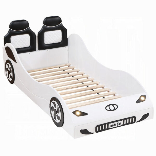 1502202669924664ef1f0.jpeg Corey Twin Size White Car Bed, Wheel Trim, Built-In LED, White Wood