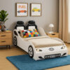 150220266992466fb18c0.jpeg Corey Twin Size White Car Bed, Wheel Trim, Built-In LED, White Wood