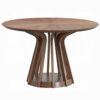 Koen Round Dining Table, Scandinavian Style, Walnut Brown Wood 47 Inch