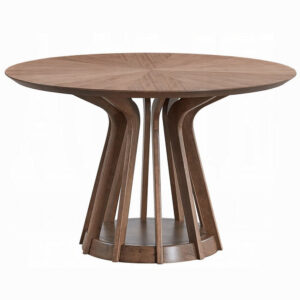 15022026699246c7c282d.jpeg Koen Round Dining Table, Scandinavian Style, Walnut Brown Wood 47 Inch