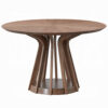 Koen Round Dining Table, Scandinavian Style, Walnut Brown Wood 47 Inch