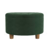 Jo Storage Ottoman, 28 Inch Round Tufted Lift Top, Olive Green Velvet