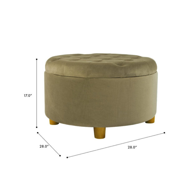 150220266992470f8f69b.jpeg Jo Storage Ottoman, 28 Inch Round Tufted Lift Top, Sage Green Velvet