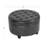 Gery Storage Ottoman, 25 Inch Round Tray Top, Dark Gray Faux Leather