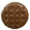 Gery Accent Storage Ottoman, 25 Inch Round Tray Top Brown Faux Leather