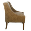 Accent Chair, Distressed Brown Faux Leather with Sloped Arms