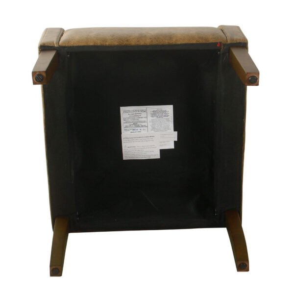 Accent Chair, Distressed Brown Faux Leather with Sloped Arms