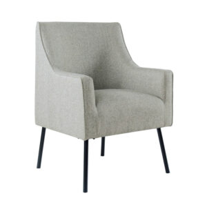 Sune Accent Chair, Light Gray Polyester and Matte Black Metal Legs