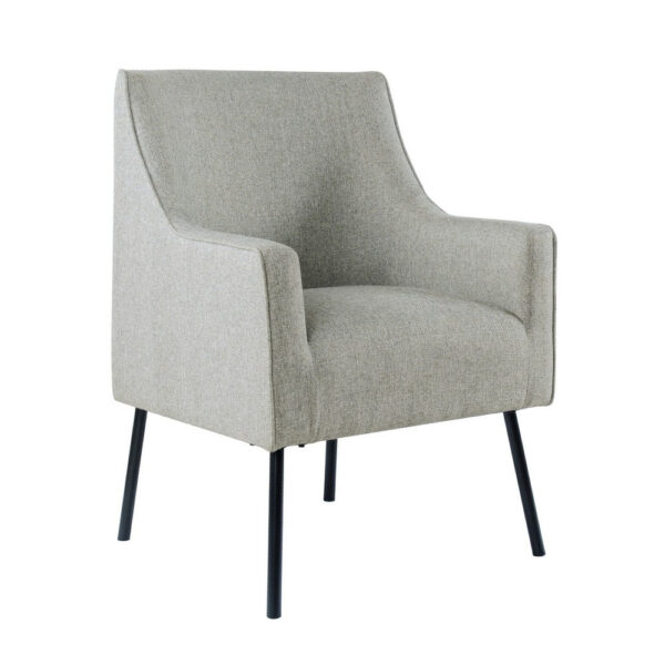 Sune Accent Chair, Light Gray Polyester and Matte Black Metal Legs