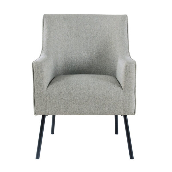 Sune Accent Chair, Light Gray Polyester and Matte Black Metal Legs