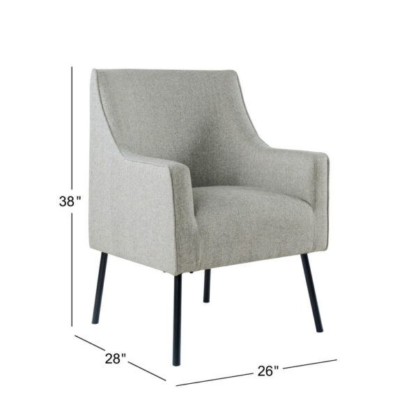 Sune Accent Chair, Light Gray Polyester and Matte Black Metal Legs