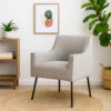 Sune Accent Chair, Light Gray Polyester and Matte Black Metal Legs