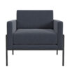 Fiam Accent Armchair, Steel Blue Velvet, Modern Black Metal Legs