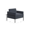 Fiam Accent Armchair, Steel Blue Velvet, Modern Black Metal Legs