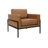 Fiam Accent Armchair, Caramel Brown Faux Leather, Modern Black Legs