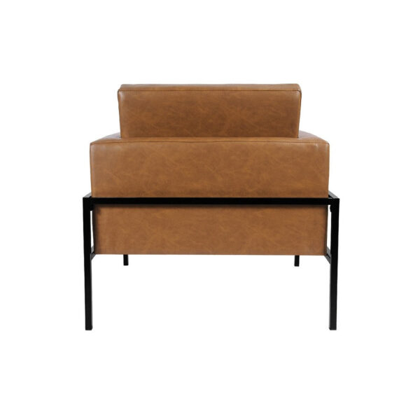 Fiam Accent Armchair, Caramel Brown Faux Leather, Modern Black Legs