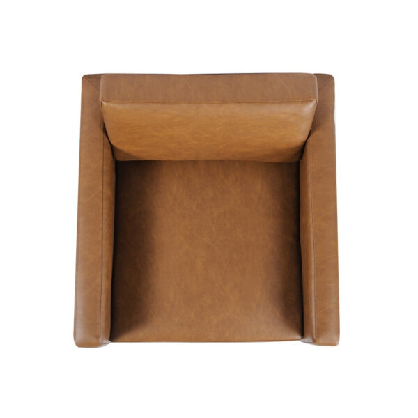 Fiam Accent Armchair, Caramel Brown Faux Leather, Modern Black Legs