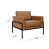 Fiam Accent Armchair, Caramel Brown Faux Leather, Modern Black Legs