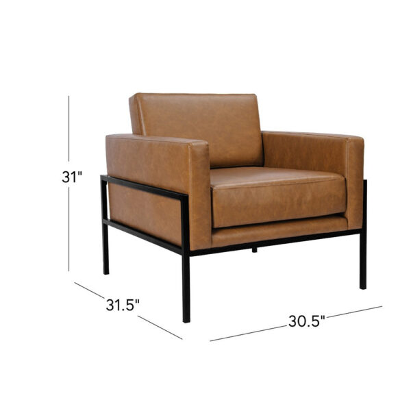 Fiam Accent Armchair, Caramel Brown Faux Leather, Modern Black Legs