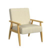 Accent Armchair, Beige and White Stripe Pattern Fabric, Solid Wood