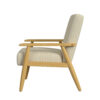 Accent Armchair, Beige and White Stripe Pattern Fabric, Solid Wood
