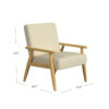 Accent Armchair, Beige and White Stripe Pattern Fabric, Solid Wood