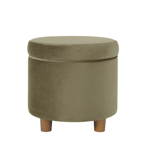 150220266992488a9c850.jpeg Gio Storage Ottoman, 19 Inch Round Lift Top, Sage Green Velvet Fabric