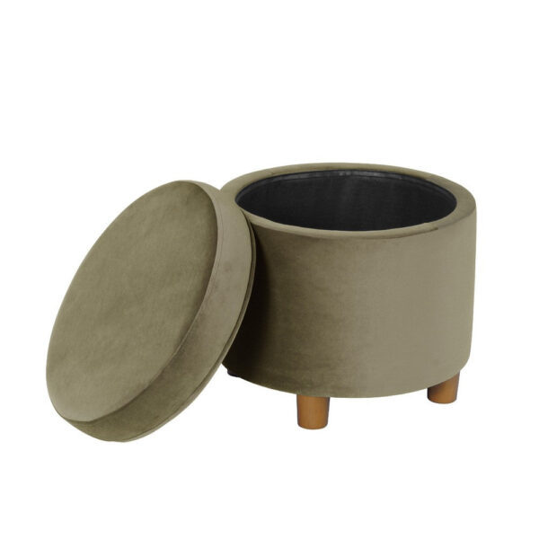 150220266992488c49ccf.jpeg Gio Storage Ottoman, 19 Inch Round Lift Top, Sage Green Velvet Fabric