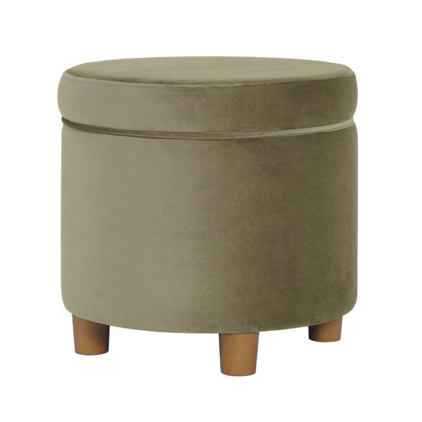 150220266992488dc2df4.jpeg Gio Storage Ottoman, 19 Inch Round Lift Top, Sage Green Velvet Fabric