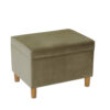 Fero Storage Ottoman, 24in Rectangular Hinged Lid, Sage Green Velvet