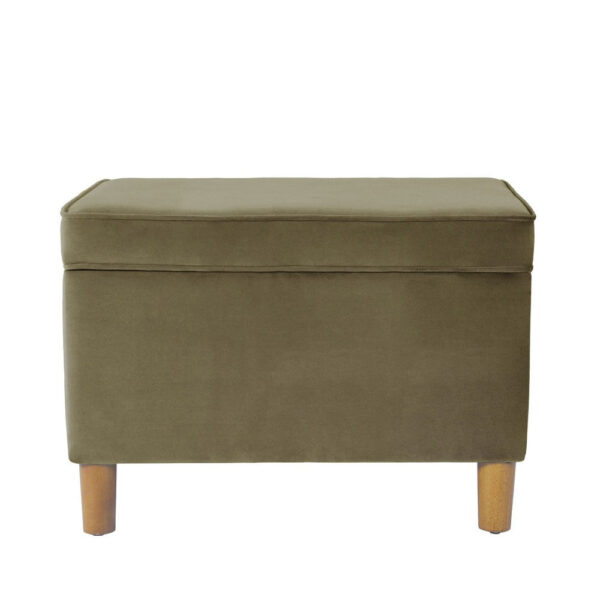 Fero Storage Ottoman, 24in Rectangular Hinged Lid, Sage Green Velvet