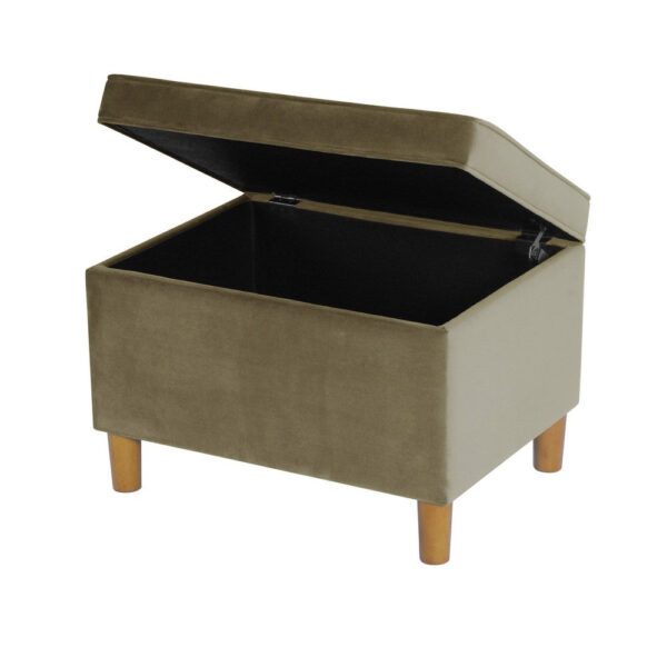 Fero Storage Ottoman, 24in Rectangular Hinged Lid, Sage Green Velvet