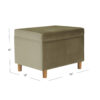 Fero Storage Ottoman, 24in Rectangular Hinged Lid, Sage Green Velvet