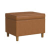Fero Storage Ottoman, 24in Rectangular Hinged Lid, Brown Faux Leather