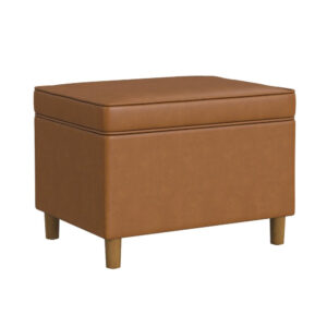 150220266992489b894cc.jpeg Fero Storage Ottoman, 24in Rectangular Hinged Lid, Brown Faux Leather