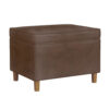 Fero Storage Ottoman, 24 Inch Rectangular, Dark Brown Faux Leather