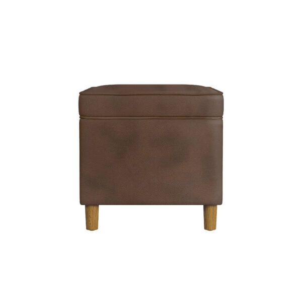 Fero Storage Ottoman, 24 Inch Rectangular, Dark Brown Faux Leather